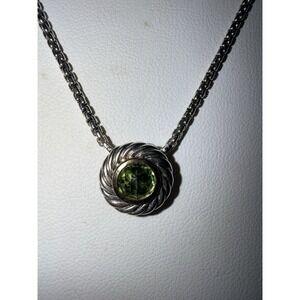 David Yurman 925 Sterling Silver 750 18K Yellow Gold & Peridot Cookie Necklace